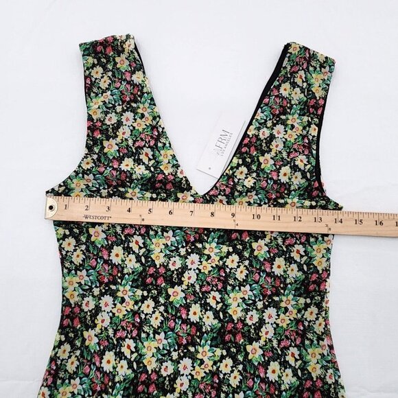 AFRM Womens S/P Sleeveless V Neck Floral Mesh Bodycon Midi Dress - Picture 3 of 4